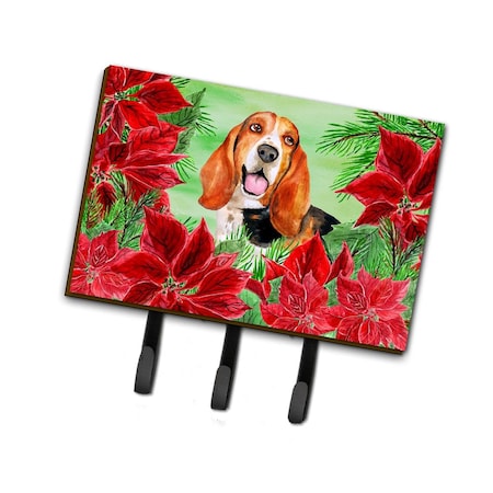 Carolines Treasures Basset Hound Poinsettas Leash or Key Holder CK1352TH68